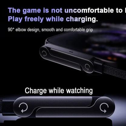 Black gaming controller with text about comfort and functionality on a dark background