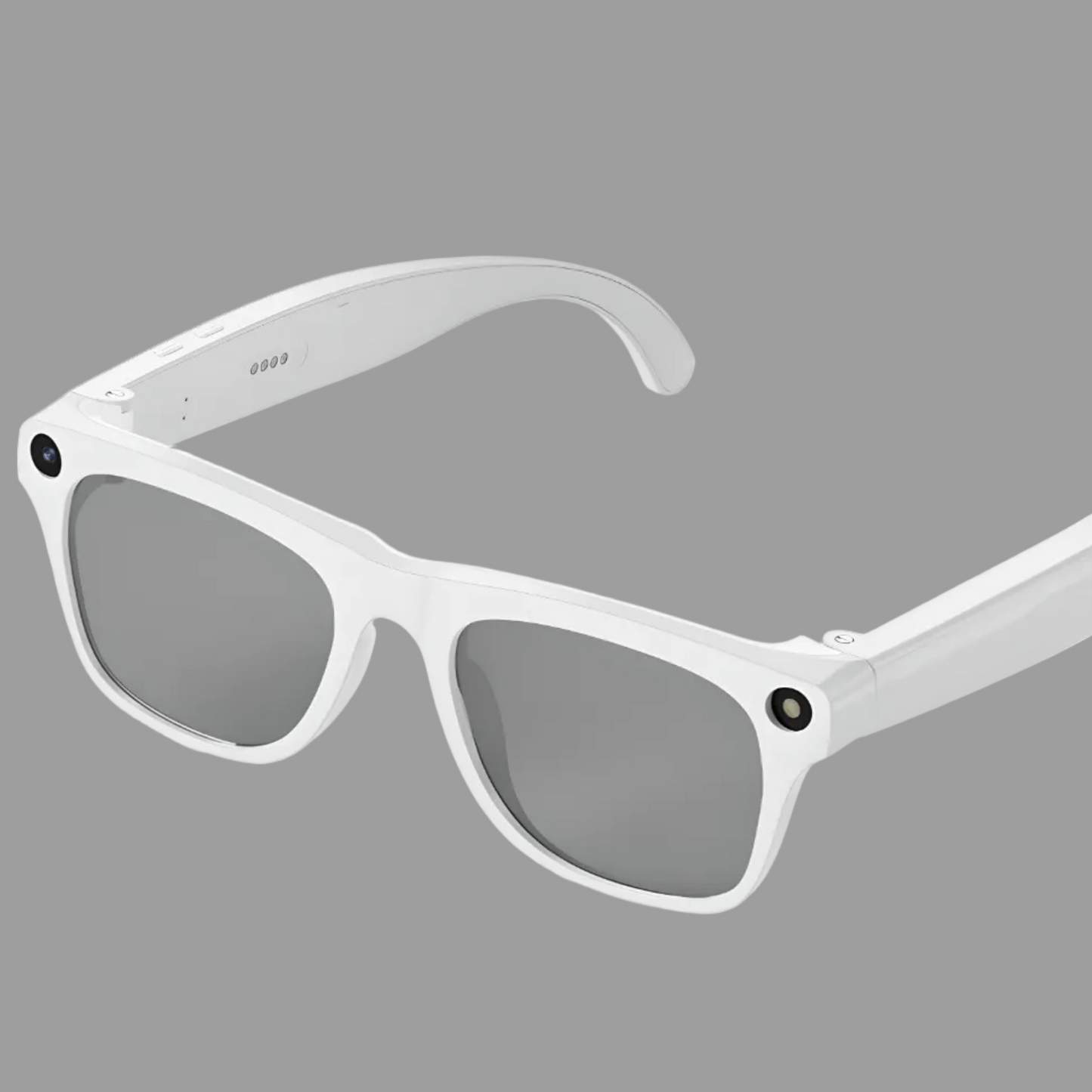 White sunglasses with gray lenses on a white background