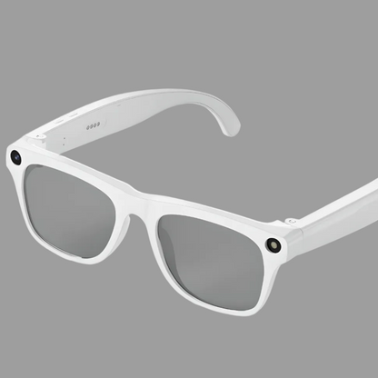 White sunglasses with gray lenses on a white background