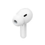 White wireless earbuds on a dark gray background